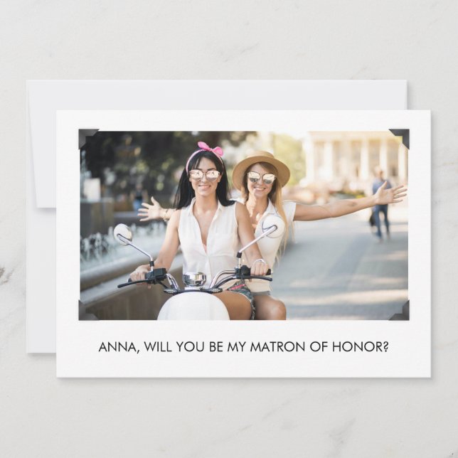 Simple Will You Be My Matron of Honour Photo Card (Front)