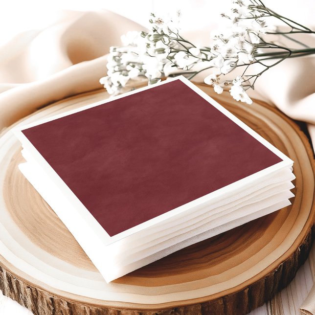 Simple Wine Red Colour Editable Watercolor Napkin (Wine Red Watercolor Wedding Paper Napkins – Simple Elegant Party Supplies)