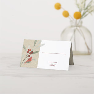 Simple Winter   Cardinal   Wedding Reception Place Card