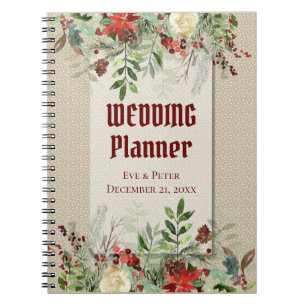 Simple Winter Christmas GreensWedding Planner Notebook