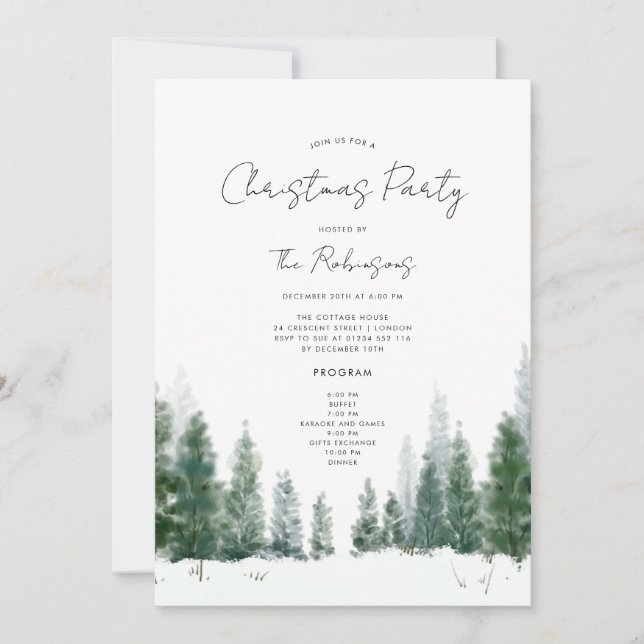 Simple Winter Christmas Party Invite Program Menu (Front)