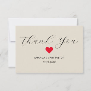Simple Winter Heart Wedding Thank You Card