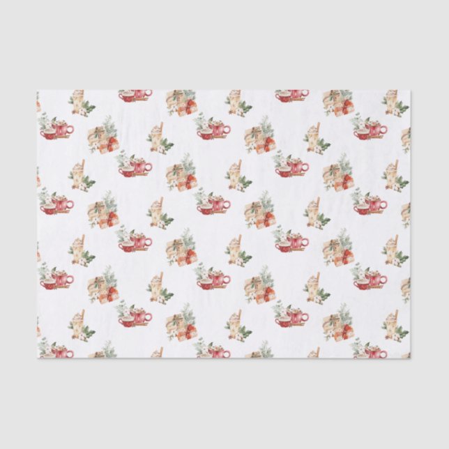 Simple Winter Red Aesthetic Watercolor Christmas Tissue Paper (Front)