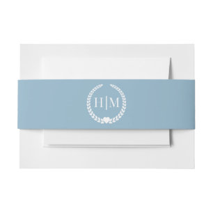 Simple Winter Sky Blue  Monogram Invitation Belly Band