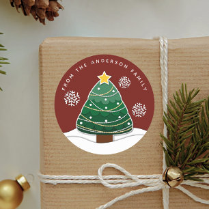 Simple Winter Snowflakes Christmas Holiday Red Classic Round Sticker