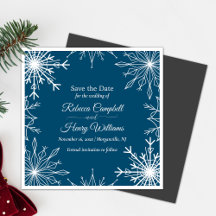 Simple Winter Snowflakes Save The Date Wedding