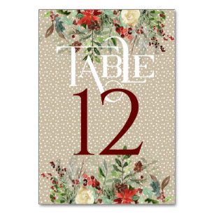 Simple Winter Wedding Reception Table #12 Number
