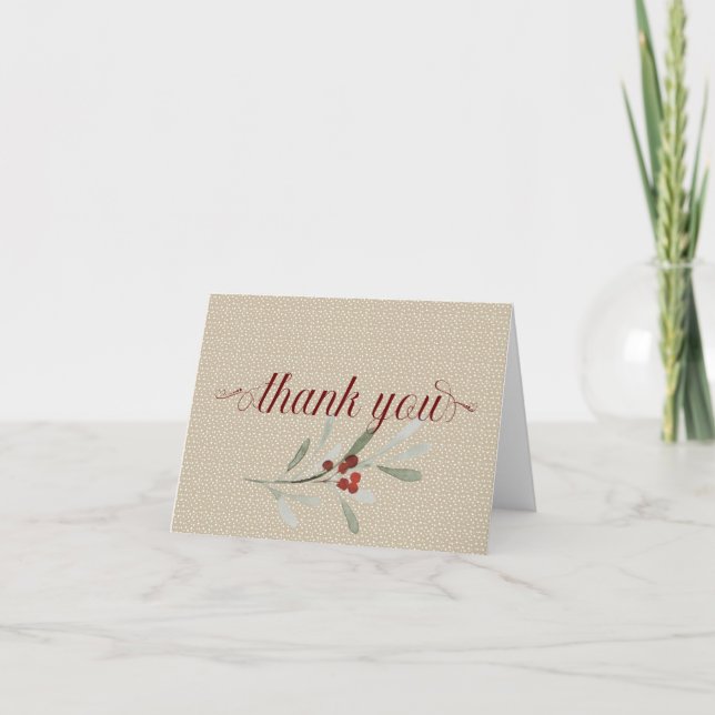 Simple Winter  Wedding Thank You Card (Front)