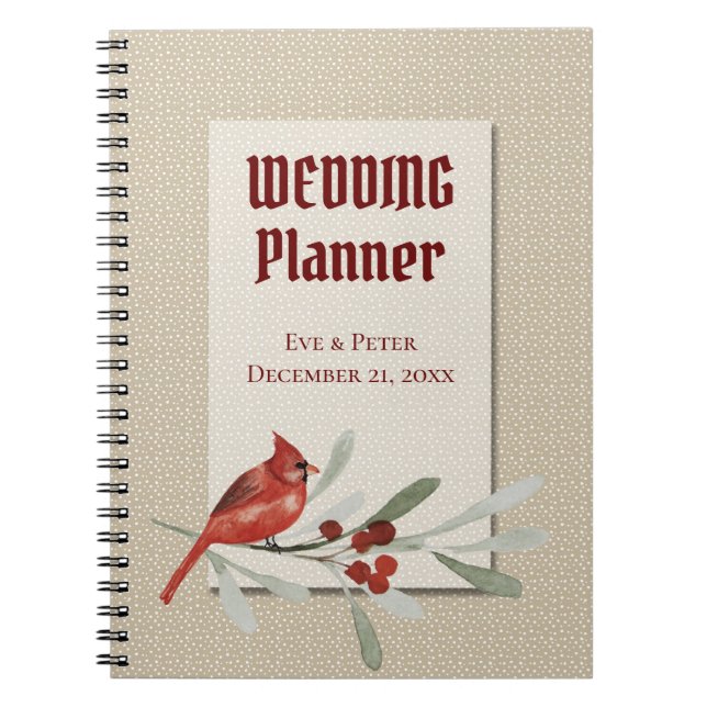 Simple Winter with Cardinal Wedding Planner Notebook (Front)
