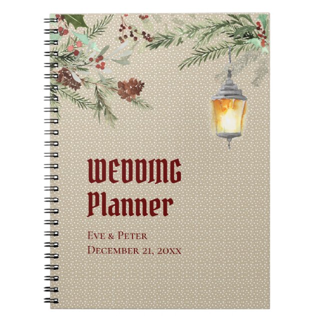 Simple Winter with Lantern Wedding Planner Notebook (Front)