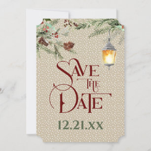 Simple Winter with Lantern Wedding Save The Date