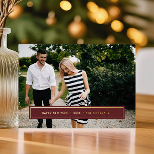Simple Wish Editable Colour New Year Photo Foil Holiday Card