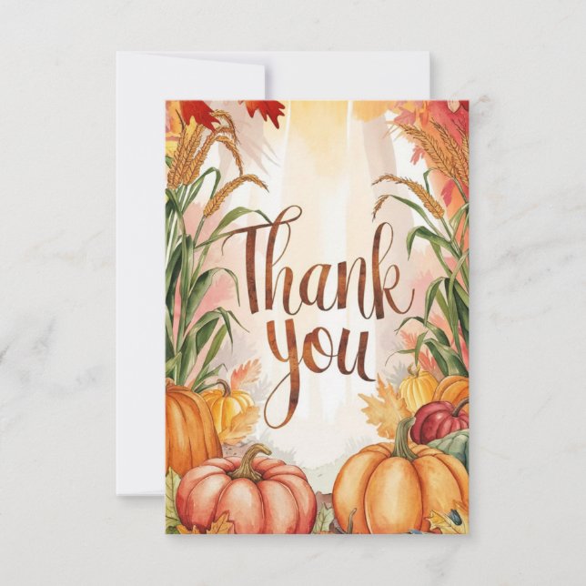 Simple Wishes Autumn Fall Thank You Card (Front)