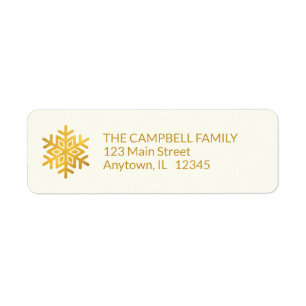 Simple Wishes • Gold Snowflake Return Address Label