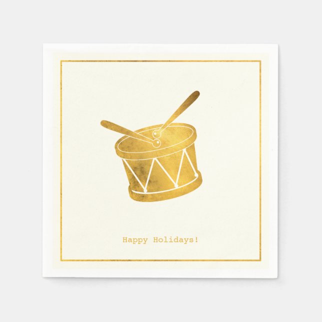 Simple Wishes • Minimalist Gold Drum Christmas Napkin (Front)