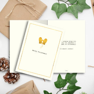 Simple Wishes • Minimalist Gold Mittens Christmas Holiday Card