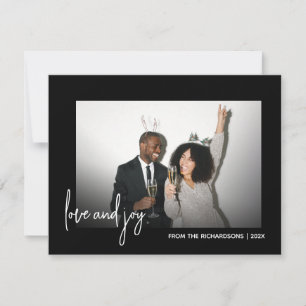 Simple Wishes Minimalist Photo Black and White Holiday Card