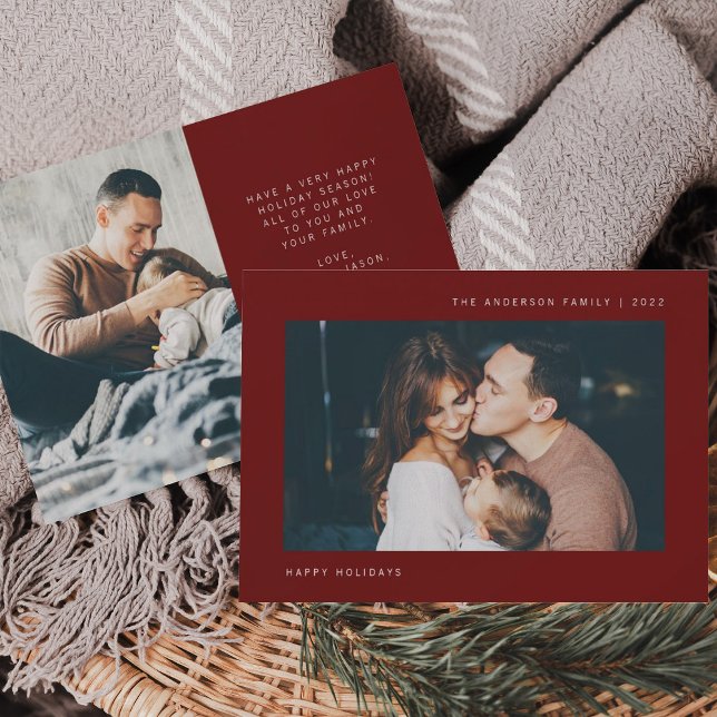 Simple Wishes | Minimalist Two Photo Holiday Card (Creator Uploaded)