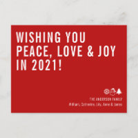 Simple Wishing You Peace Love Joy 2021 New Year