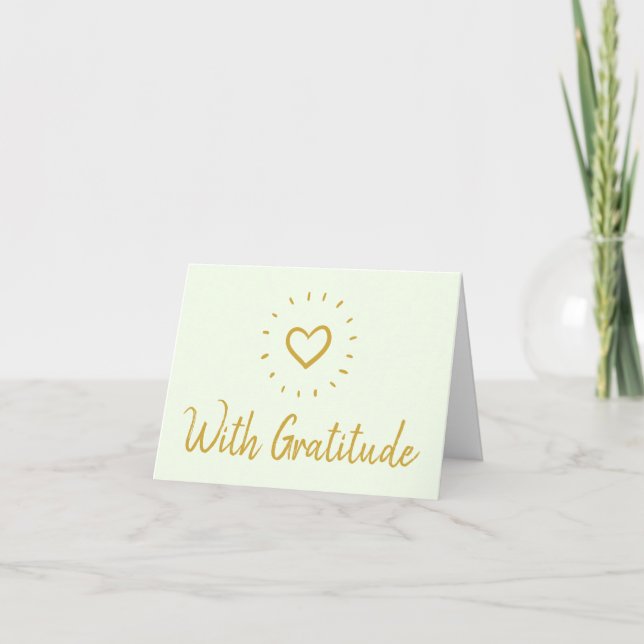 Simple With Gratitude Heart Typography Thank You Card (Front)