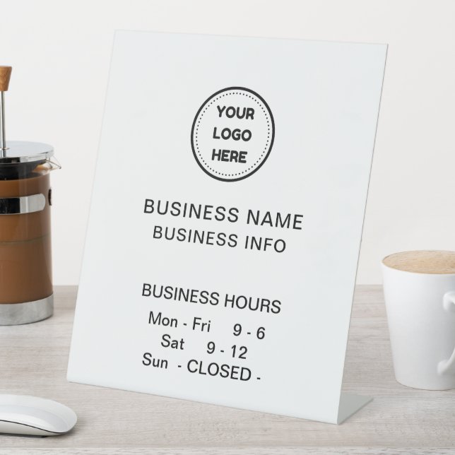 Simple With Logo Business Hours Business Pedestal Sign (In SItu)