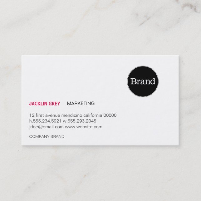 Simple with Logo (hot pink) Business Card (Front)