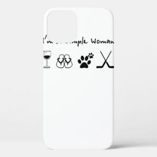 Simple Woman Loves Wine Flip Flop Dog and Hockey iPhone 12 Case