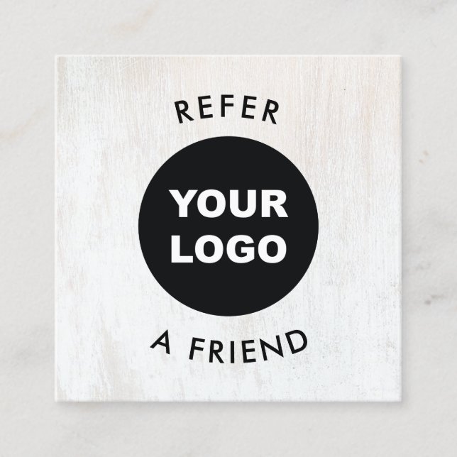 Simple Wood Add Your Logo Customer Referral Card (Front)