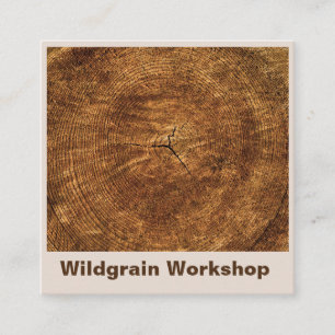 Simple Wood Annual Rings Brown Artistic Carpenters Square Business Card