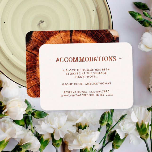 Simple Wood Rustic Wedding Hotel Accommodation Enclosure Card (Creator Uploaded)