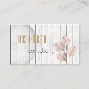 Simple Wooden Blush Floral Consultant Business Card