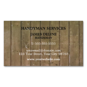 Simple Wooden Plank Handyman Magnetic Magnetic Business Card