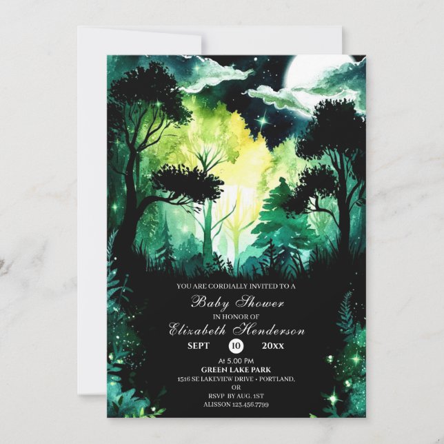 Simple Woodland Baby Shower Invitation (Front)