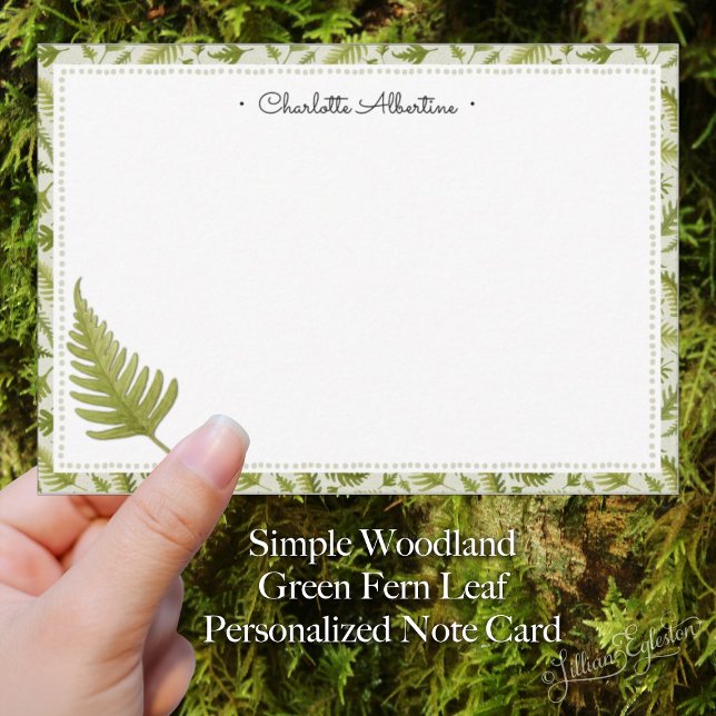 Simple Woodland Green Fern Leaf Personalised  Card (Creator Uploaded)