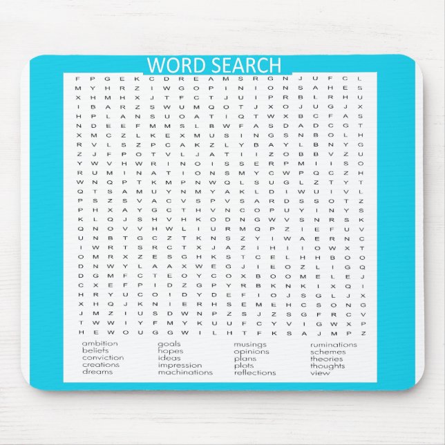 Simple Word Search on Aqua Color Border Mouse Pad (Front)