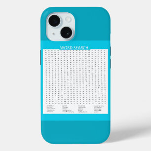 Simple Word Search on Aqua Colour Border iPhone 15 Case
