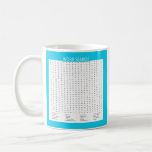 Simple Word Search on Aqua Colour Border Coffee Mug