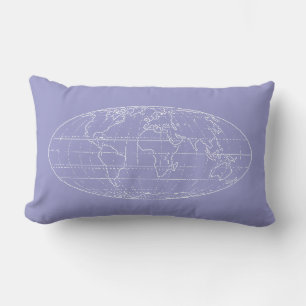 simple world map outlined lumbar cushion