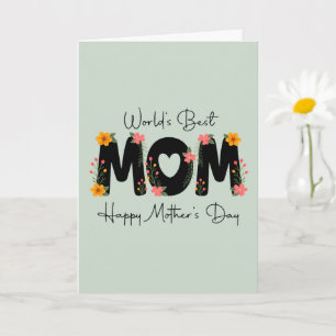 Simple World's Best Mum Mother's Day Calligraphy Card