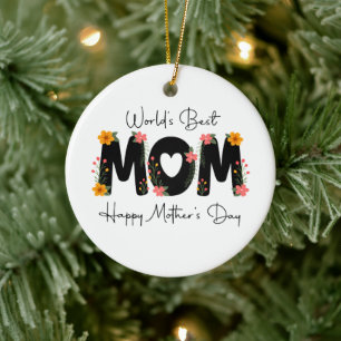 Simple World's Best Mum Mother's Day Calligraphy Ceramic Ornament