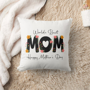 Simple World's Best Mum Mother's Day Calligraphy Cushion