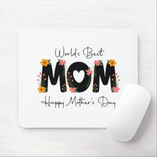 Simple World's Best Mum Mother's Day Calligraphy Mouse Pad