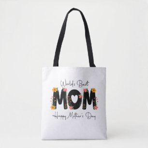 Simple World's Best Mum Mother's Day Calligraphy Tote Bag