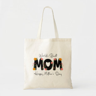 Simple World's Best Mum Mother's Day Calligraphy Tote Bag