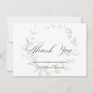 Simple Wreath Greenery Wedding Thank You Card