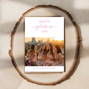Simple Xoxo Girly Pink Happy Galentines Day Photo Holiday Card