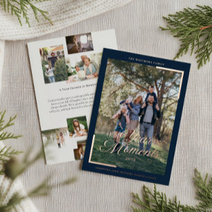 Simple Year in Moments Family Photo Christmas Foil Holiday Card