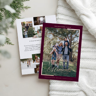 Simple Year in Moments Family Photo Christmas  Foil Holiday Card