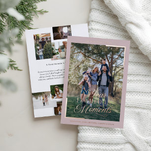 Simple Year in Moments Family Photo Christmas Foil Holiday Card