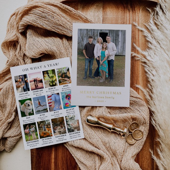 Simple Year in Review Photo Modern Christmas Foil Holiday Card (Creator Uploaded)